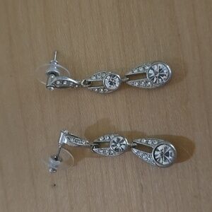 Charter Club Silver Crystal Drop Earrings